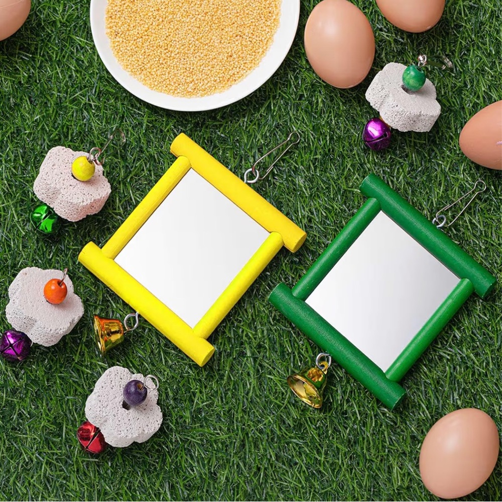 Yellow Bird Cage Mirror And Cuttle Bone